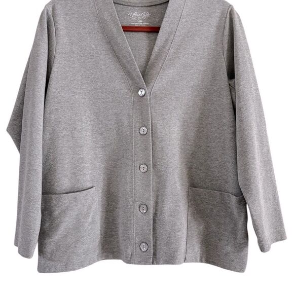 Gray Cardigan with Long Sleeves and Relaxed Fit MP - Picture 4 of 6